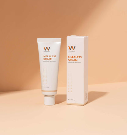 Melaless Cream packaging highlighting Tranexamic Acid and Niacinamide for melasma treatment